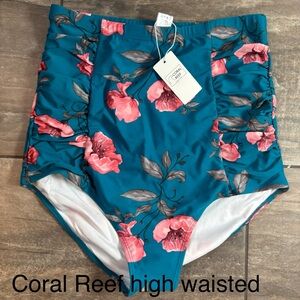 Floral High-Waisted Swim Bottoms